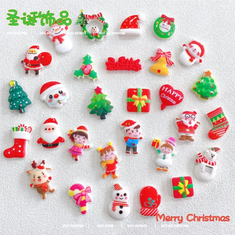 

10pcs Mix Christmas Nail Charms 3D Cute Resin Santa Claus Snowman Tree Jewelry Crafts Nail Art Decoration Xmas Manicure Parts #Z