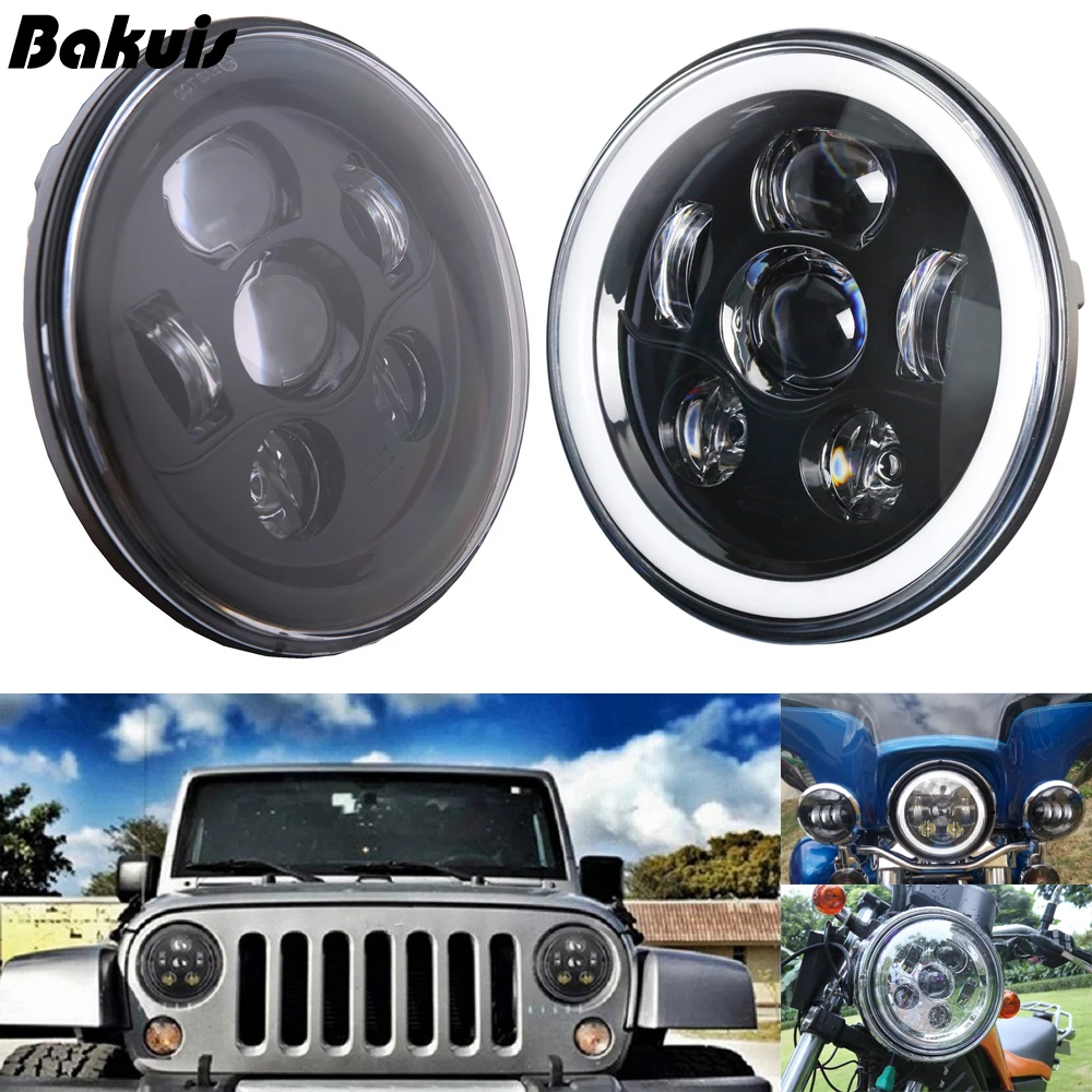 

7 Inch Led Headlight For Harley Sportster Softail Dyna Fat Boy DRL 7'' Auxiliary Headlights mounting bracket For Motorcycle