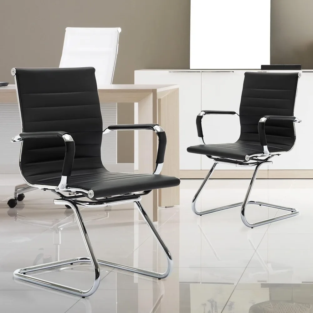 Office Guest Chairs,Reception Chairs for Waiting Room/Conference Room, with Faux Leather and Sled Base