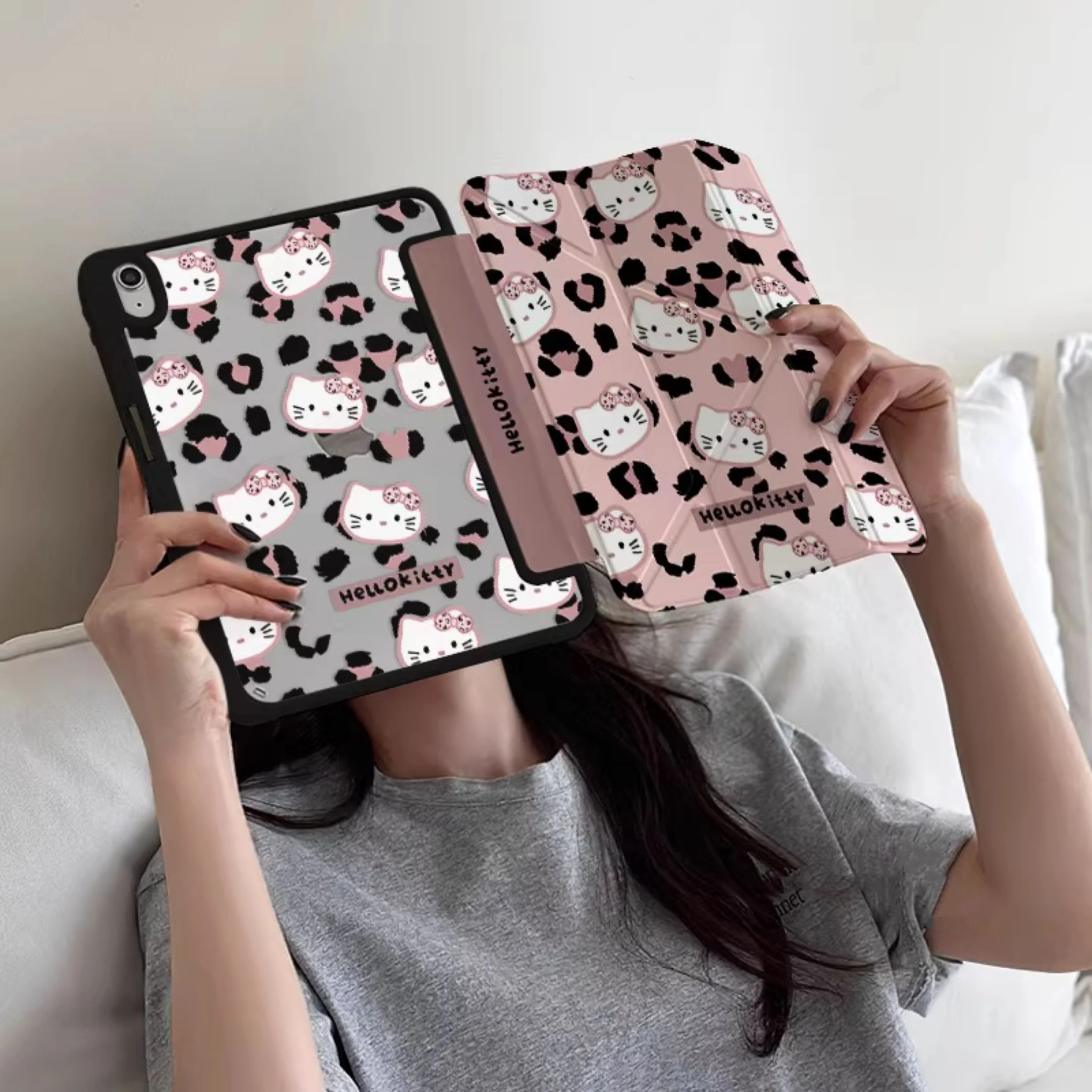 حافظة هالو كيتي آي باد ميني 7 اللوحي 2025 آيباد 9/11 الجديدة المضادة للانحناء أكريليك الهواء 6/5 نمط مزدوج الجوانب 10.2 مع فتحة قلم رصاص برو 13