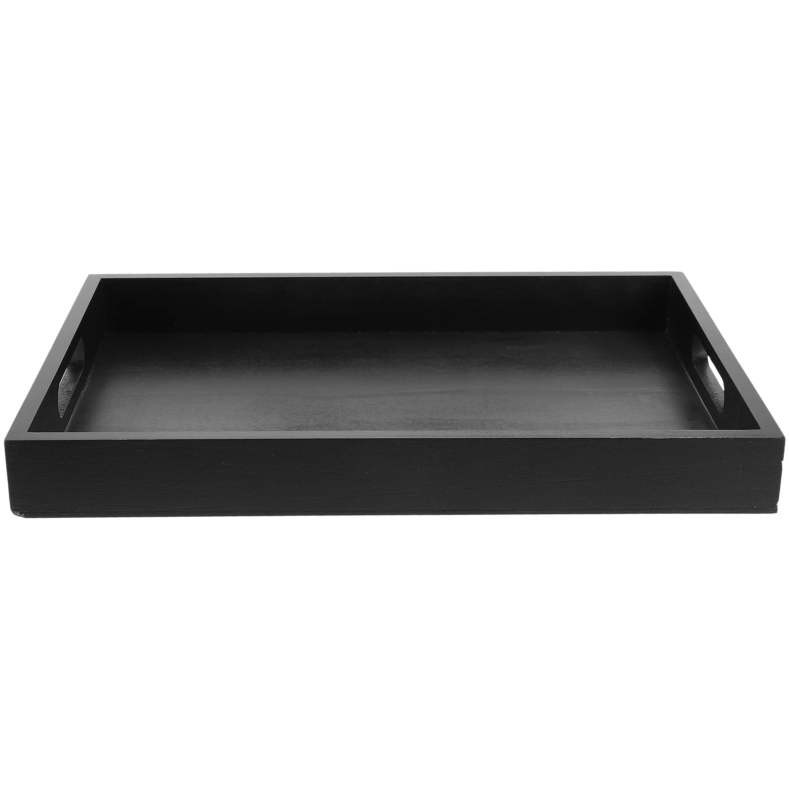 

Coffee Table Decor Rectangular Tray Fruit Bread Serving Dish Wood Snack Pan Food Tea For Eating Black Room