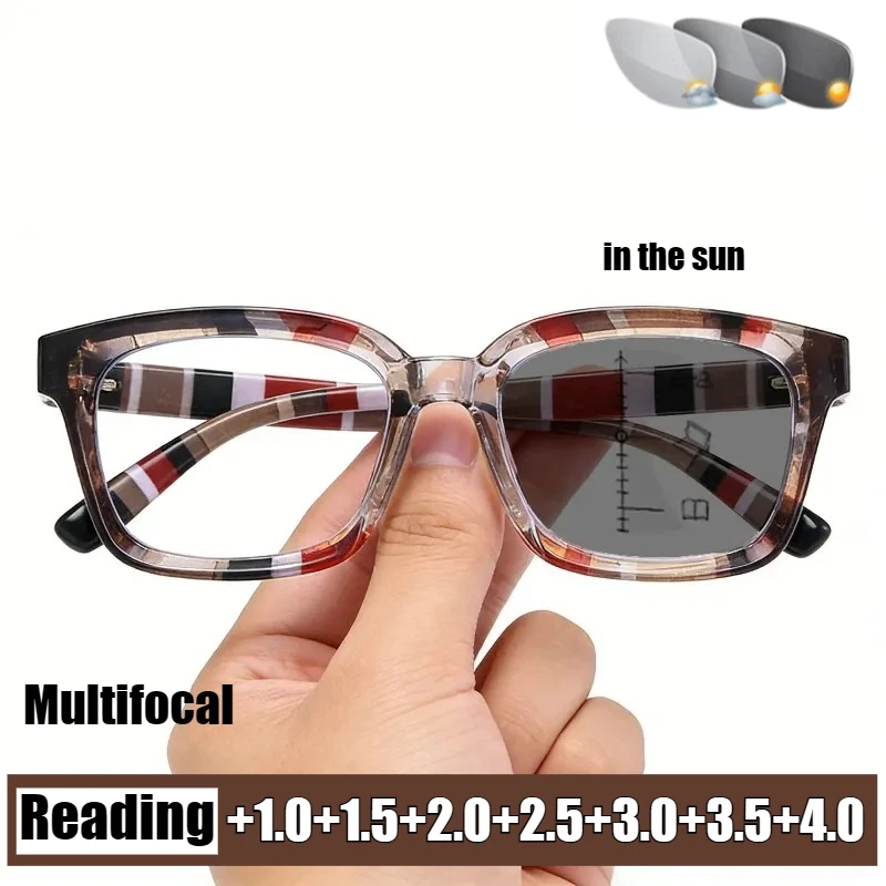 

Unisex Fashion Photochromic Multifocal Glasses New Classic Reading Glasses Fashionable Blue Light Blocking Reading Glasses +4.0
