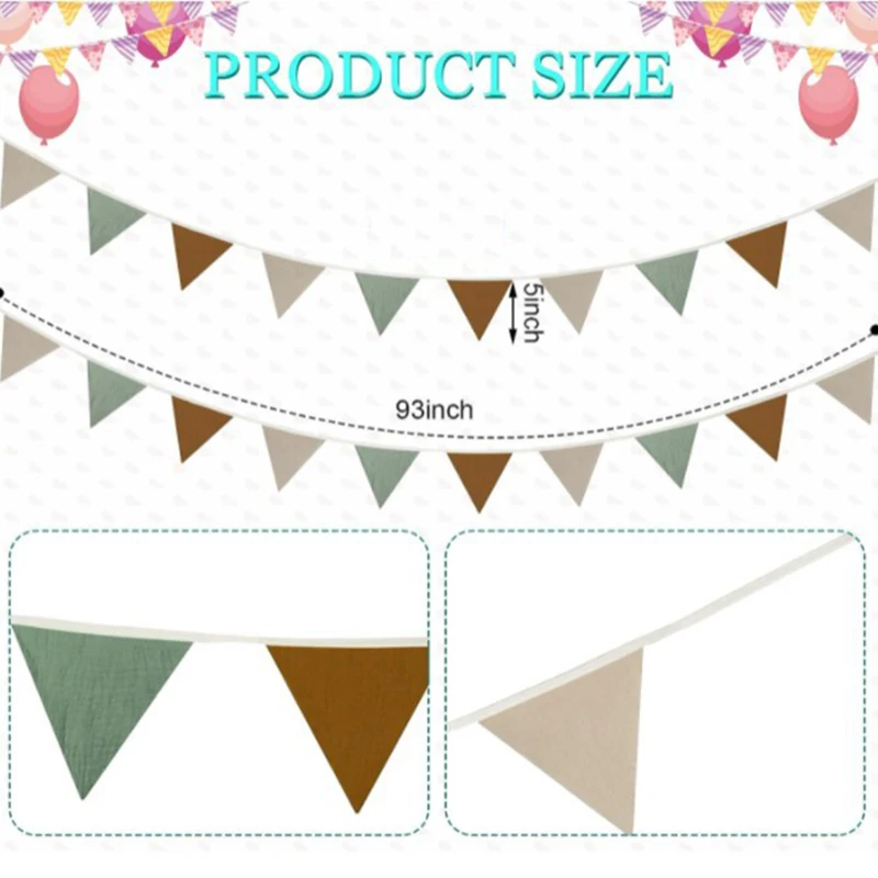 Hang Flag Banner Nursery Bunting Banner Flags Washable Cotton Fabric Triangle Pennant Garlands For Living Room And Bedroom