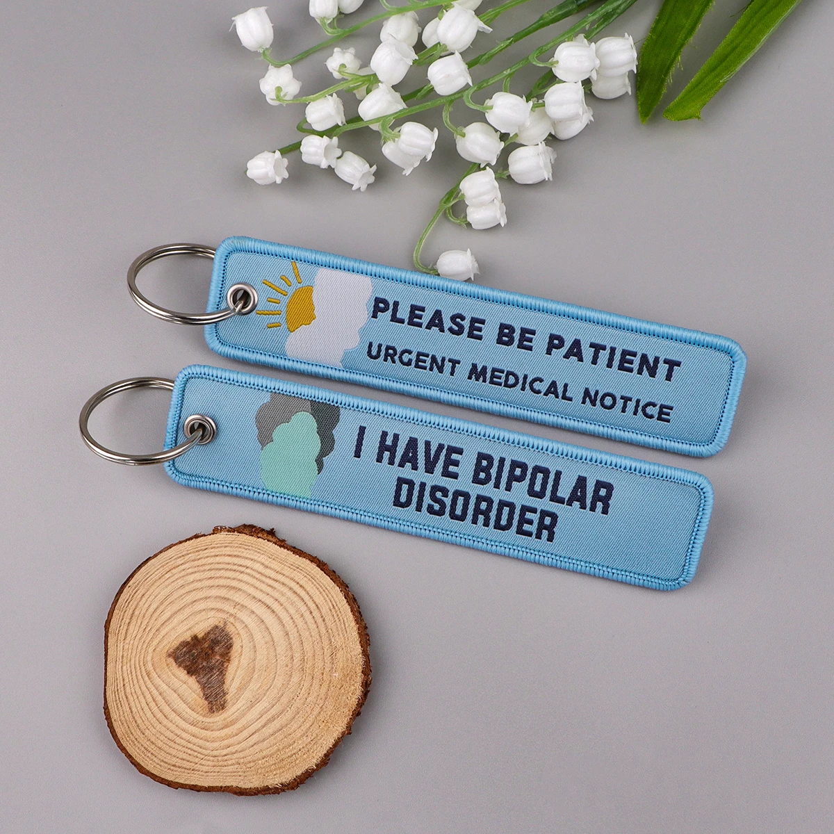 Disease Quotes Embroidery Keychain Key Fob Key Tag Motorcycles Car Backpack Chaveiro Keychain Fashion Key Ring Gifts 1pc