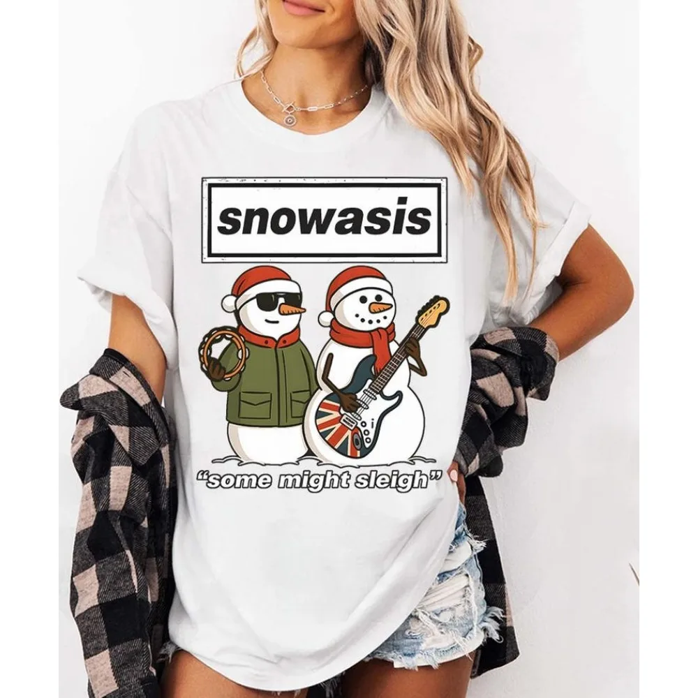 Funny Christmas Unisex Women Shirt SNOWASIS Some Might Sleigh Snowman Rock Band Parody Holiday Gift for Music Lovers Xmas Shirt
