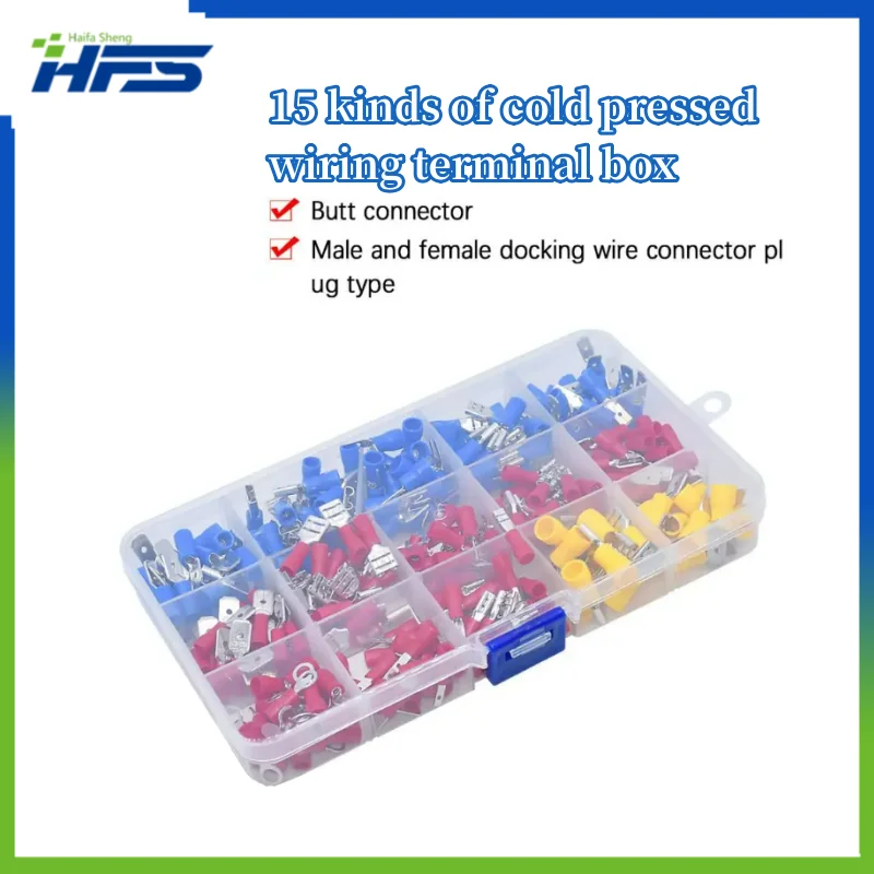 280pcs/set Cable Lugs Assortment Kit Flat Wire Female and Male Insulated Electrical Wire Cable Connectors Crimp Terminals Set Ki