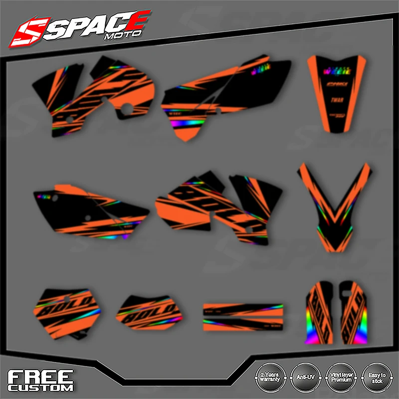 

SPACE индивидуальная мотоциклетная графическая фоновая наклейка для KTM 125 250 300 350 450 2003 2004 SX SXF 2004 EXC наклейки наборы 12