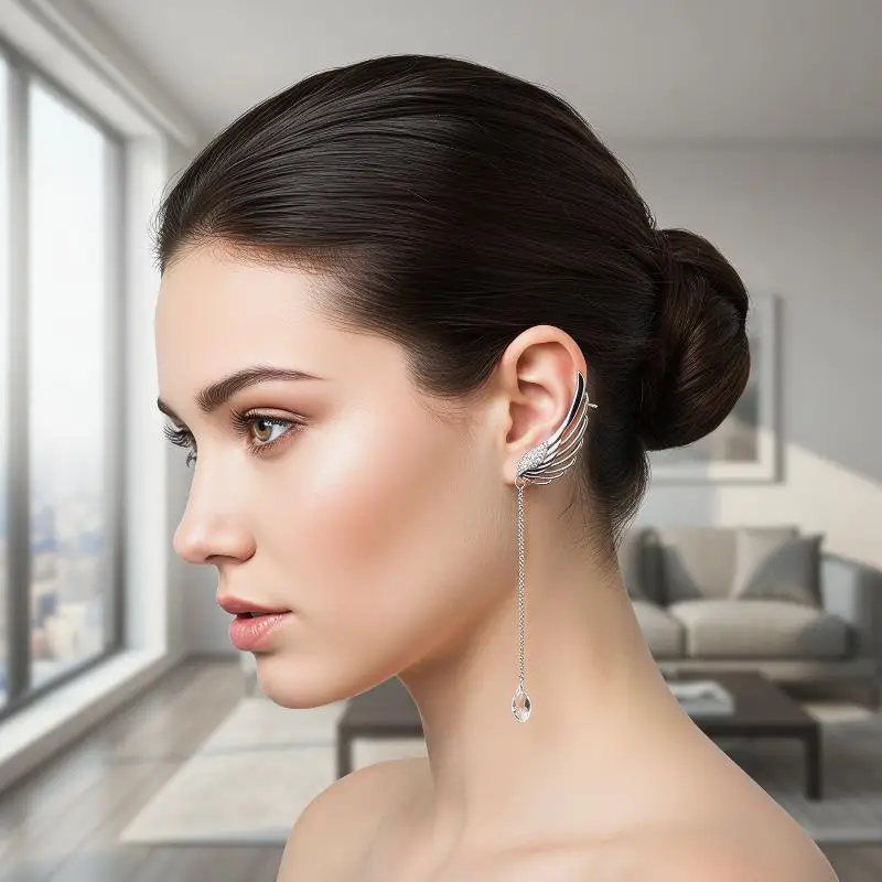 Alloy Long Wing Earrings Featuring Stylish Studs Ideal for Gift Giving and Fashion Sets