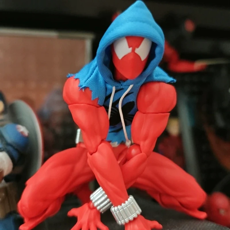 

Игрушка-фигурка Scarlet Spider с подвижными суставами, в синем тканевом костюме с капюшоном, коллекционная игрушка-супергерой, подарок для детей и взрослых