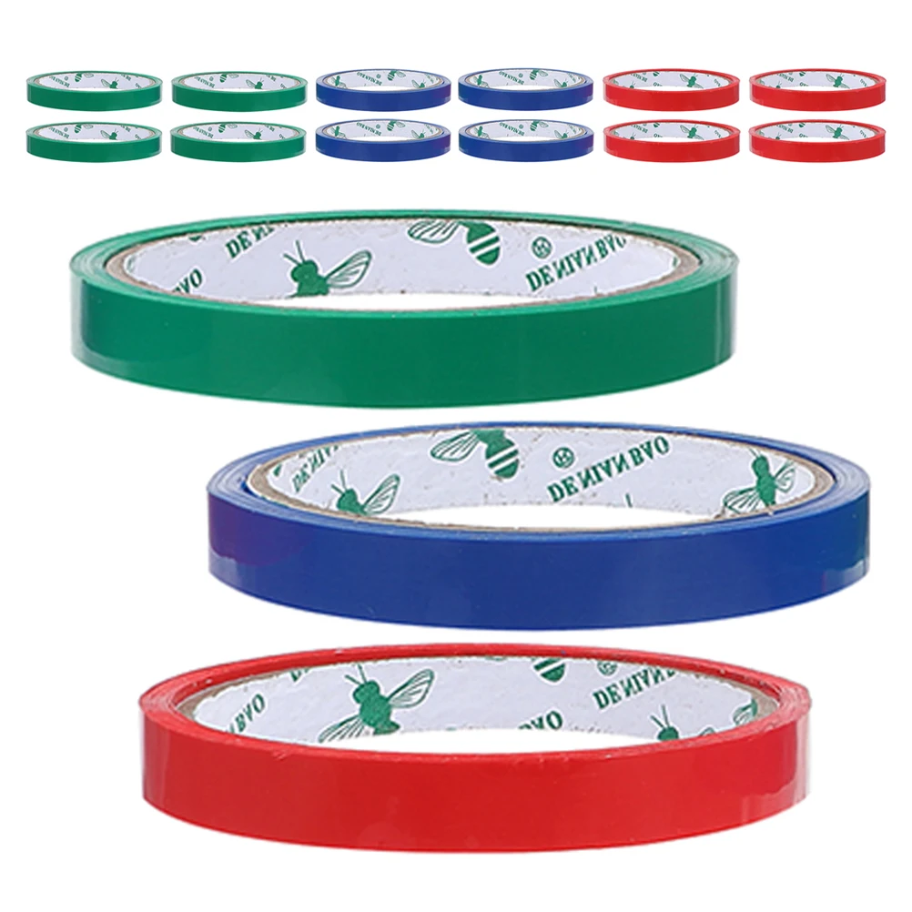 15 Rolls 12mm Sealing Machine Tape Bag Packaging Waterproof Red Blue Green Core Packing Ties Fruit Bag Refills