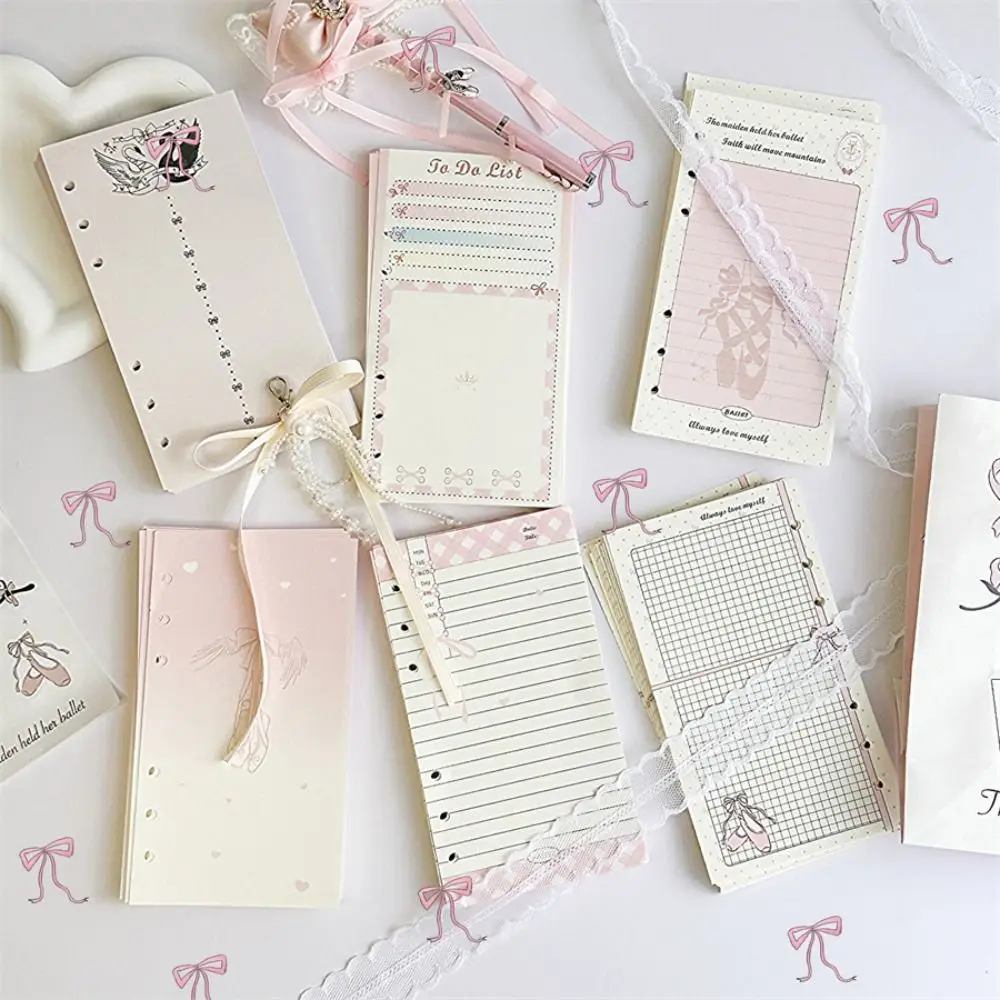 50Sheets A6 Loose Leaf Refill Paper Ballet Shoes Bowknot Inner Refill Spiral Binder Paper Notebook Separator Paper