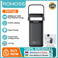 ROMOSS PMT60 Powerful Power Bank 60000 mAh 100W Type C Powerbank 60000mAh External Battery Charger For Xiaomi iphone HUAWEI