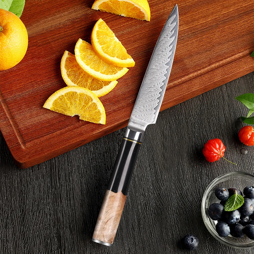 TURWHO 5 Inch Utility Knives VG10 Core Cutting 67 Layers Damascus Steel Chef Fruit Vegetables Slicing Tools Kitchen Accessories