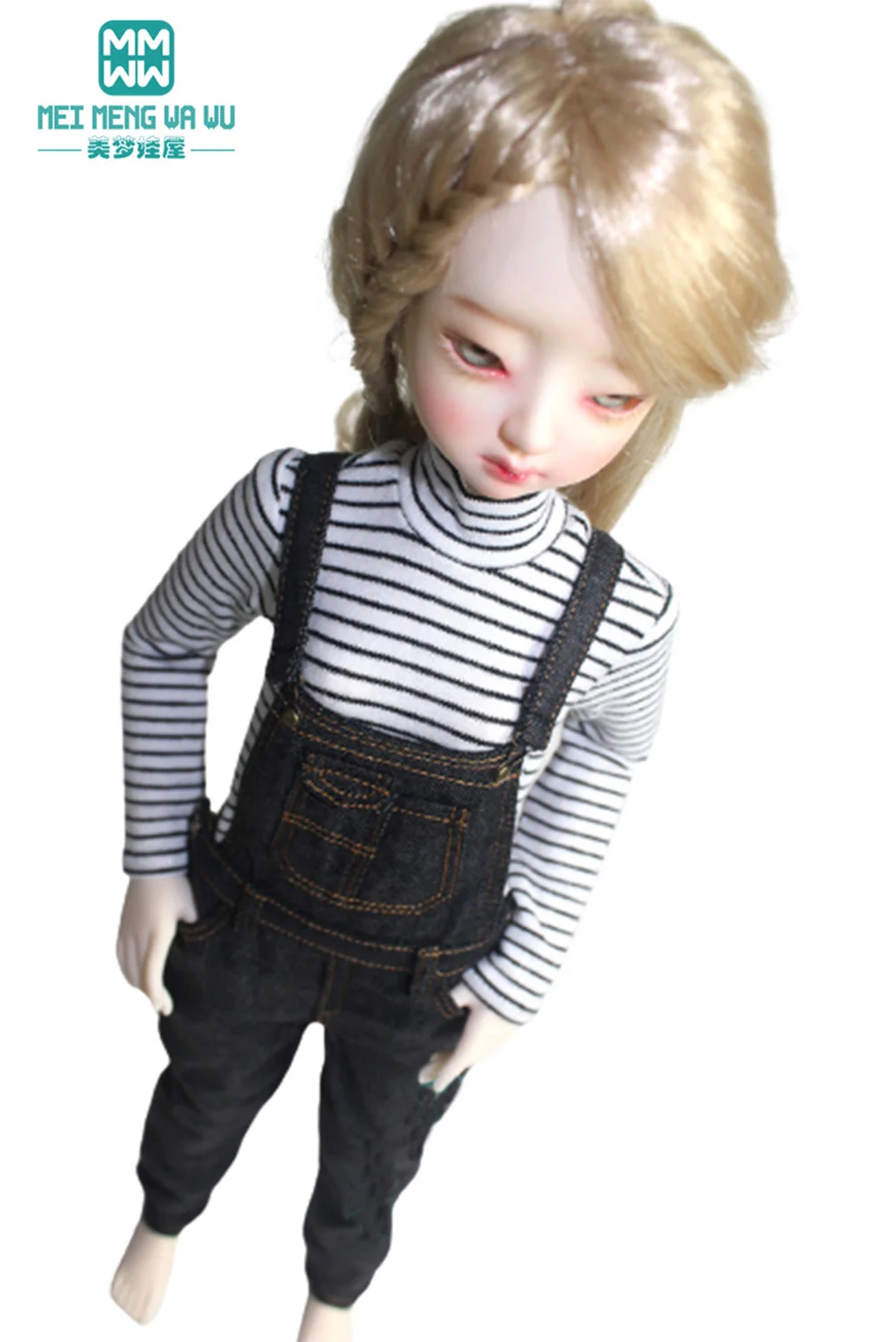 BJD Dolls Accessories Clothes Fits 43-45cm 1/4 MSD MK YOSD Fashionable PU Leather Clothes Denim Overalls Vests