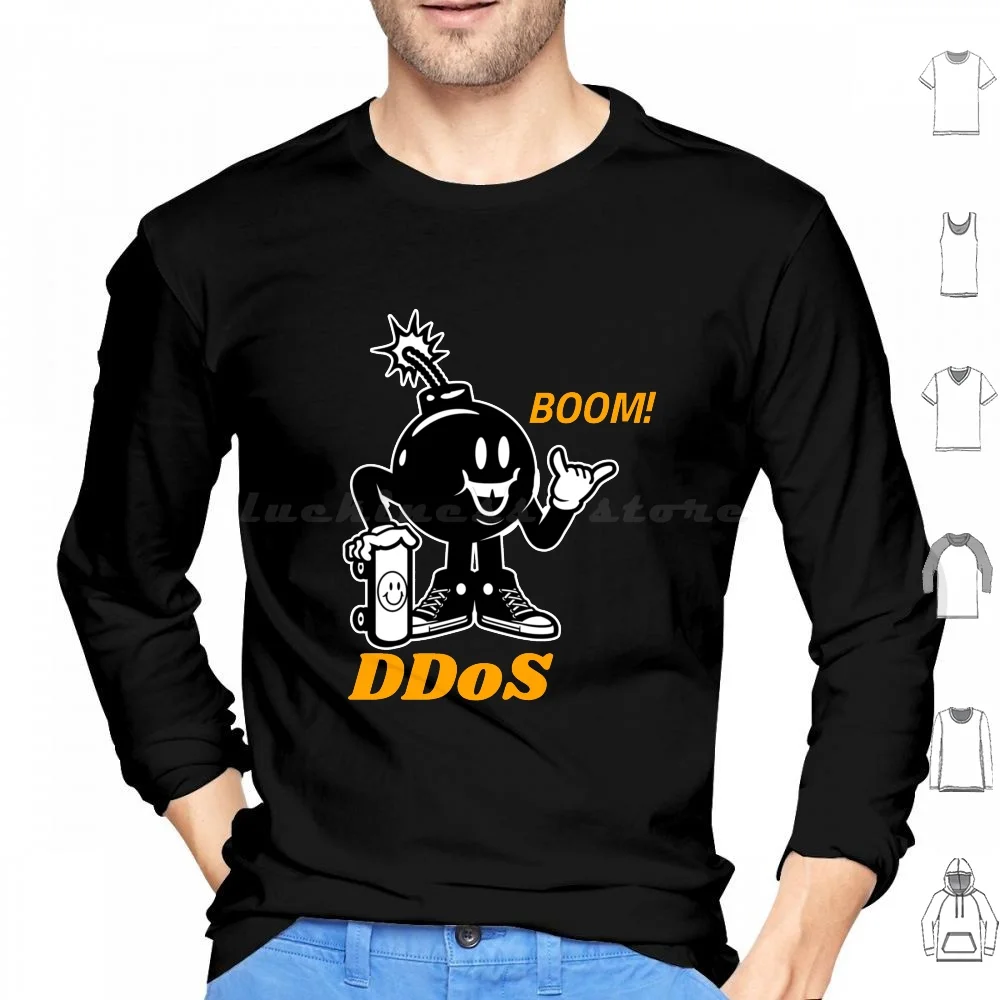 Cyber Security-Hacker Ddos Attack Boom! Hoodie cotton Long Sleeve Ddos Metasploit Hacker Metasploit Linux Hack Hacker Python