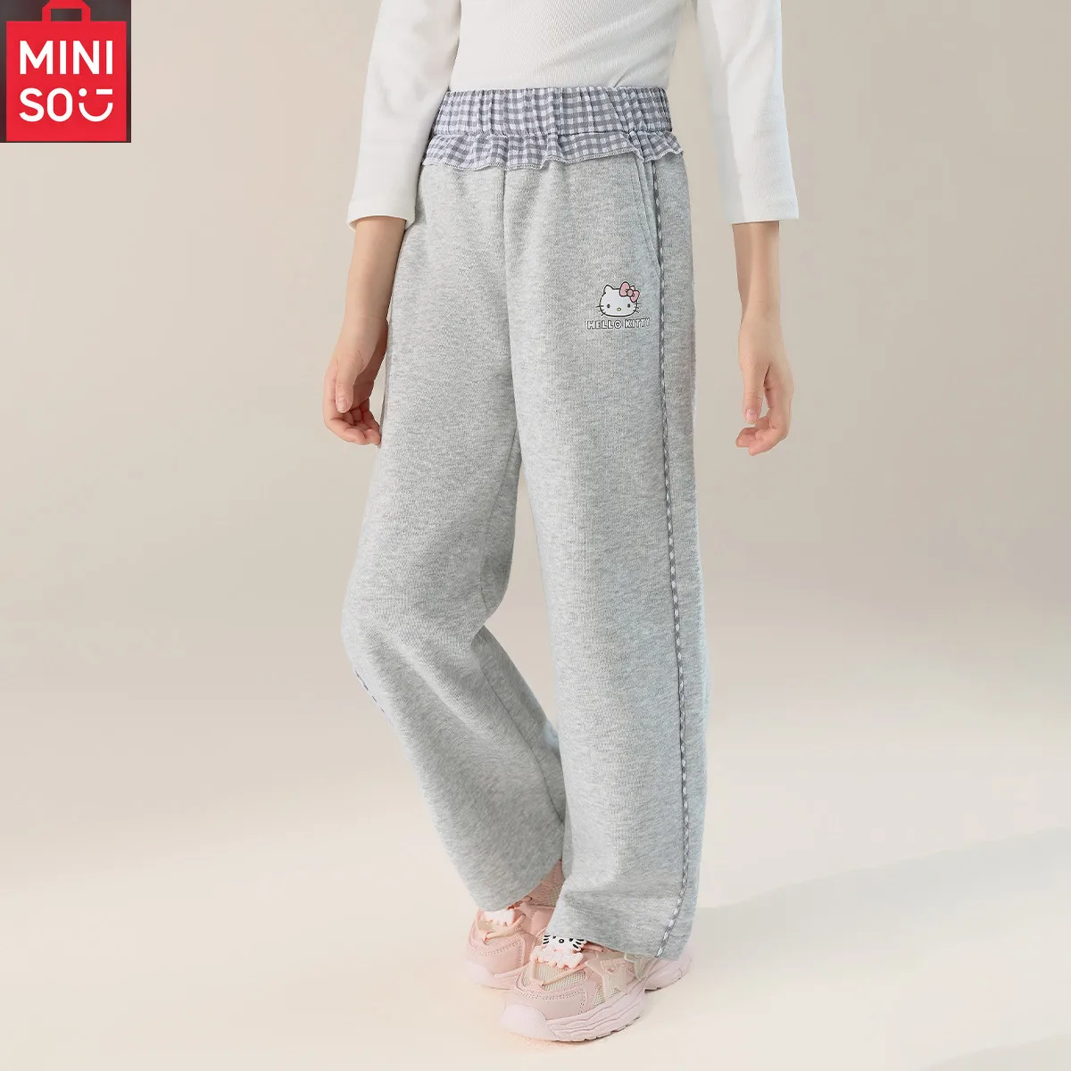 

Sanrio повседневные брюки для девочек «Hello Kitty», новые осенние модели, модный подарок для девочек, свободные спортивные штаны с милыми героями мультфильмов