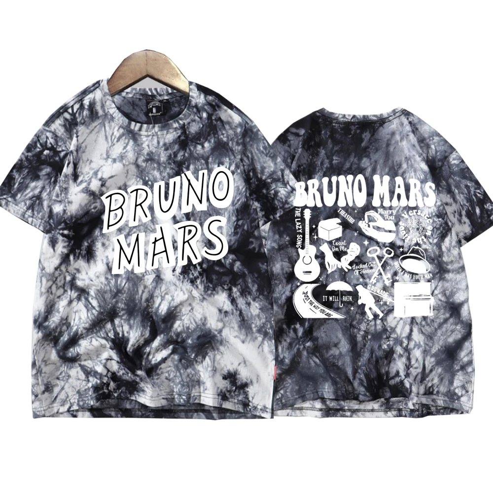 Bruno Mars 24k Magic Doo-Wops & Hooligans Tie Dye Tshirts  Fan T-Shirt Round Neck Short Sleeve Fans Gift