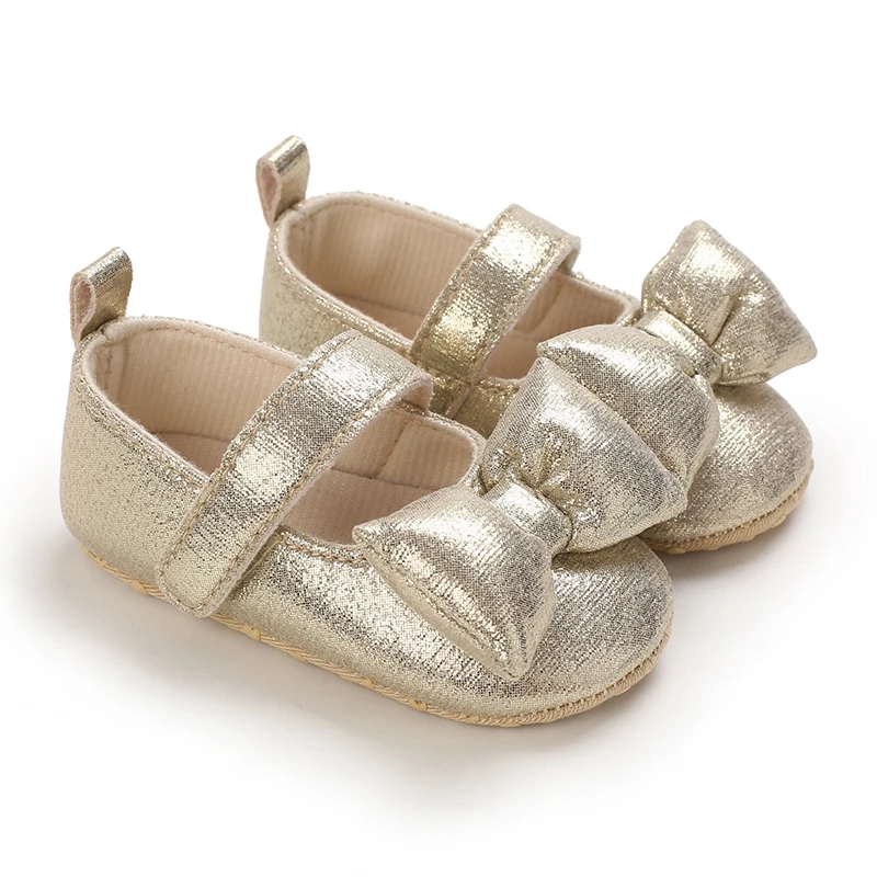 Cute Baby Princess Shoes With Bow Decoration Soft Sole Comfortable Flat Shoes Suitable For 0-18M Infants And Young Children