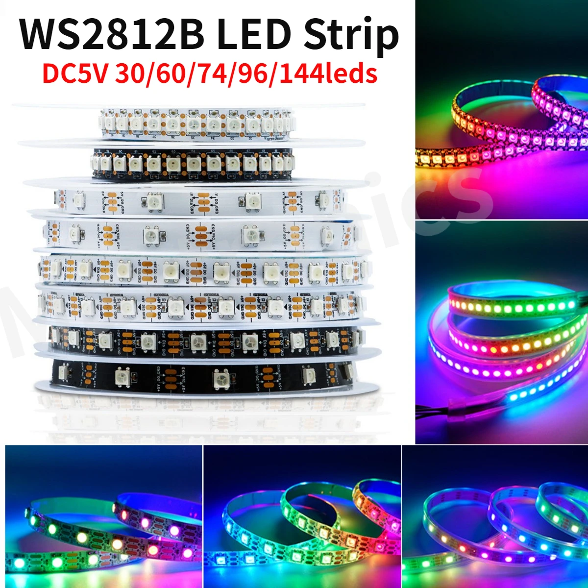 Wholesale Price WS2812B RGB Led Strip Light Individually Addressable Led Light Strip Black/White PCB IP30/65 IP67 1m 2m 3m 4m 5m