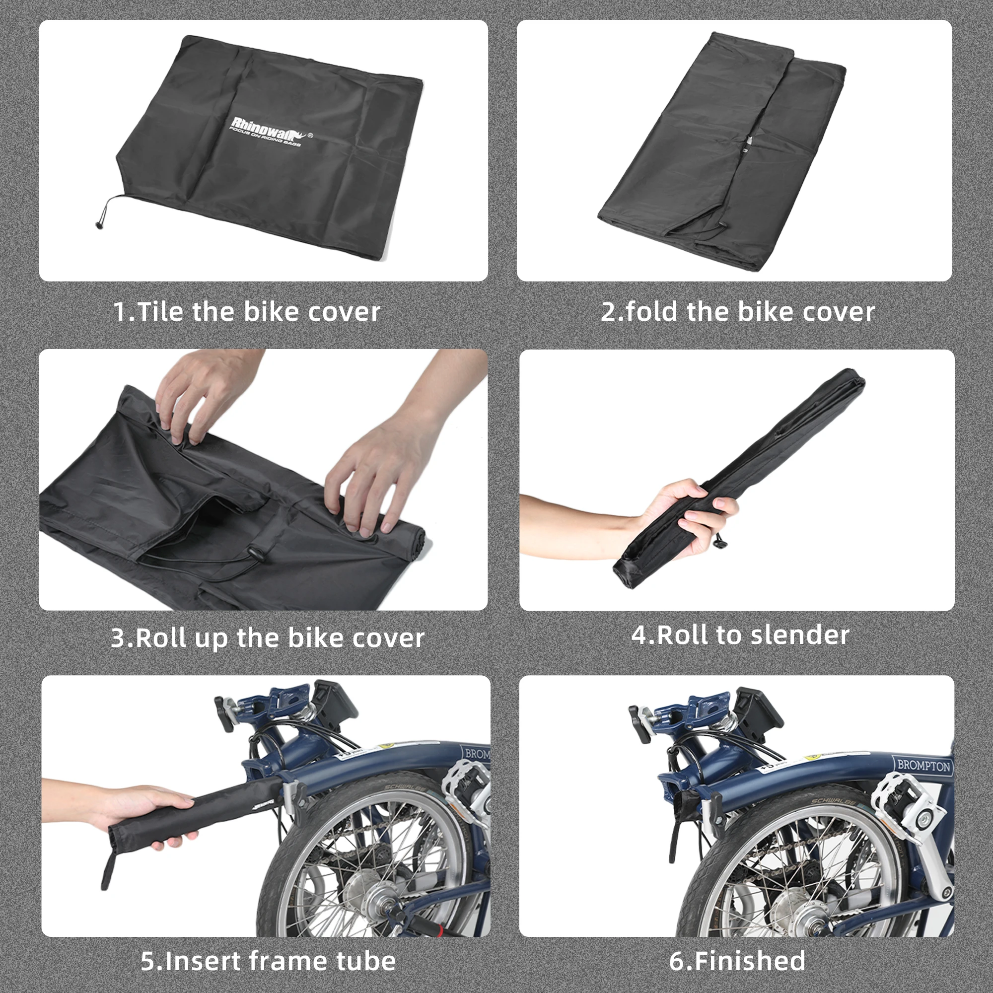 Rhinowalk Folding Bike Cover Lightweight Storage Bag With Double Slide Zippers Bottom Tightening Fit For Brompton Dust Cover