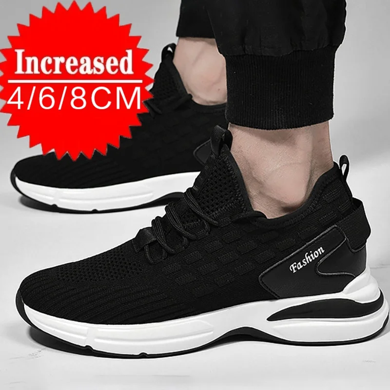 

Elevator Shoes Men's Invisible Height Increasing Shoes soft sole Leisure Sports Taller Shoes Breathable Mesh Men's Sneakers