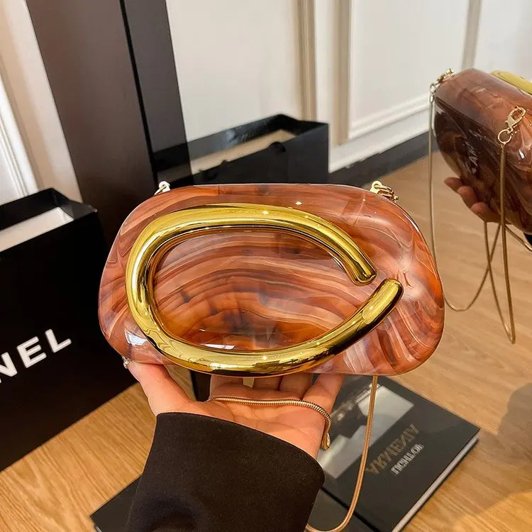 

2026 New Marble Texture Chain Bag, Elegant Clutch with Shoulder Strap, Evening Party Purse for Women, Designer-inspired