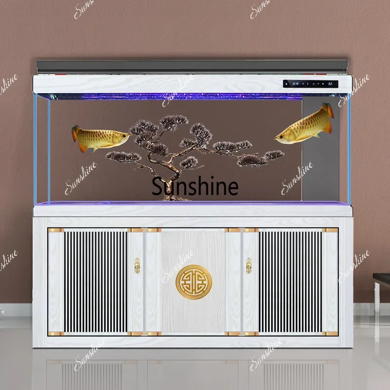 YChinese-style household large office floor-to-ceiling ultra-white partition screen bottom filter free of water change