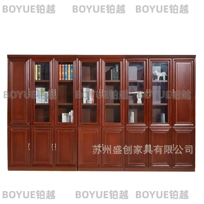 Wooden Bookcase with Door Tall Floor Standing File Cabinet Storage Organizer for Home Office Data Documents Shelves Unit
