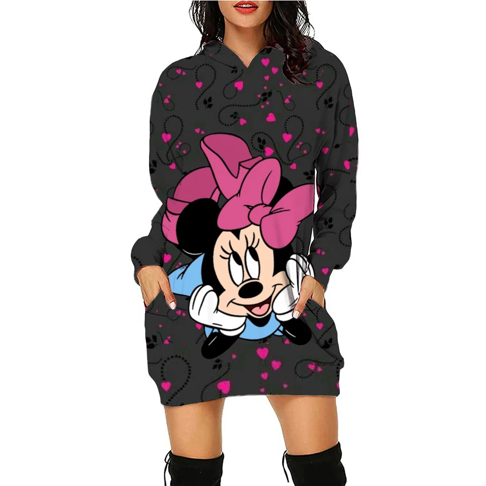 Mickey Mouse Cartoon Anime Women\'s Hoodie Dress Spring and Autumn Edition Women\'s Round Neck Hoodie 2024 New Edition