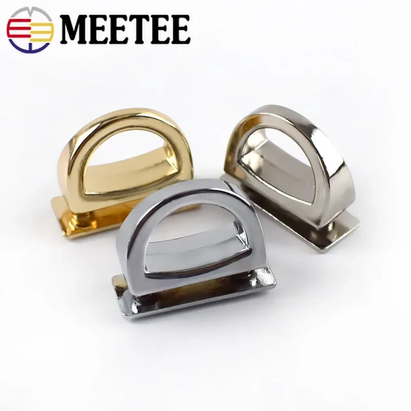 Meetee 5/10/20Pcs 14mm Metal D Ring Bag Side Clip Buckles Screw Handbag Chain Hanger Hook DIY Strap Hardware Accessories