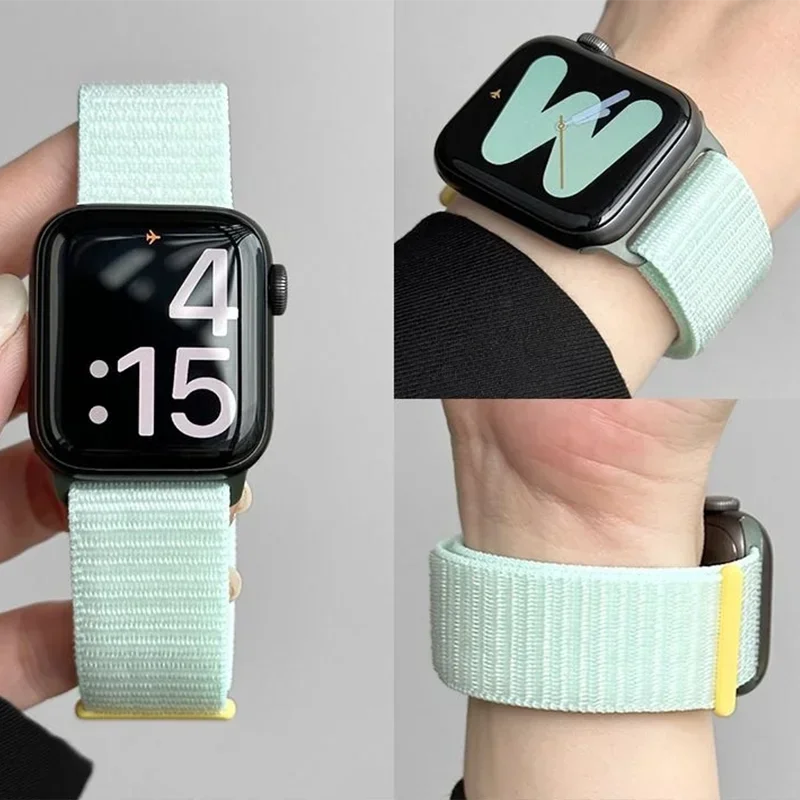Correa de nailon para Apple Watch Band 44mm 40mm 45mm 41mm 49mm 42mm 38m 42 46 Mm pulsera iWatch Series 9 8 7 SE 6 5 4 10 Ultra 3 2 1