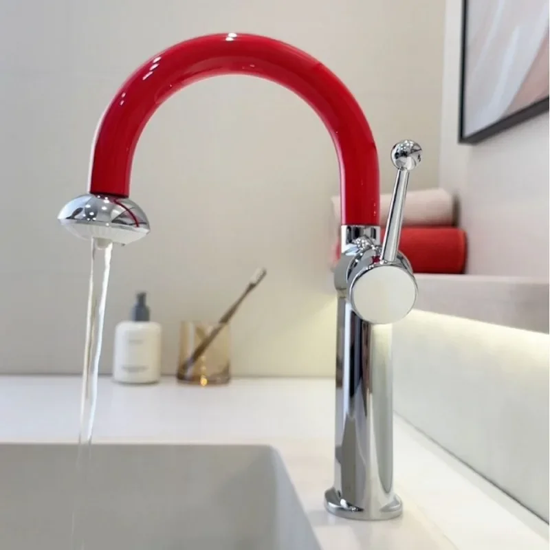 Pull Down Sprayer Liftable Bathroom Faucet, Rotatable Hot Cold Mixer Tap, Modern Basin Tap for Bathroom Sink