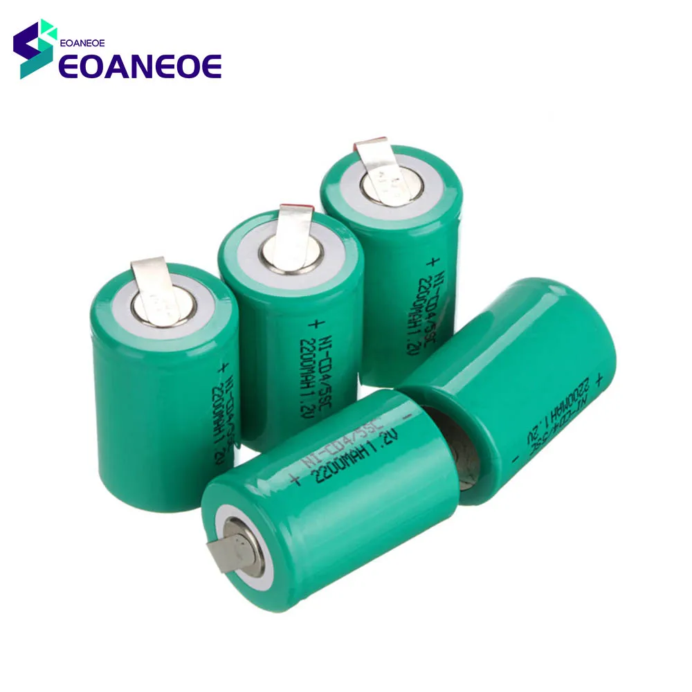 Brand new 1-12PCS 2200mAh 4/5 SC Ni-CD akumulatory 1.2V Sub C baterie z zakładką do elektronarzędzi akumulatory ogniwo