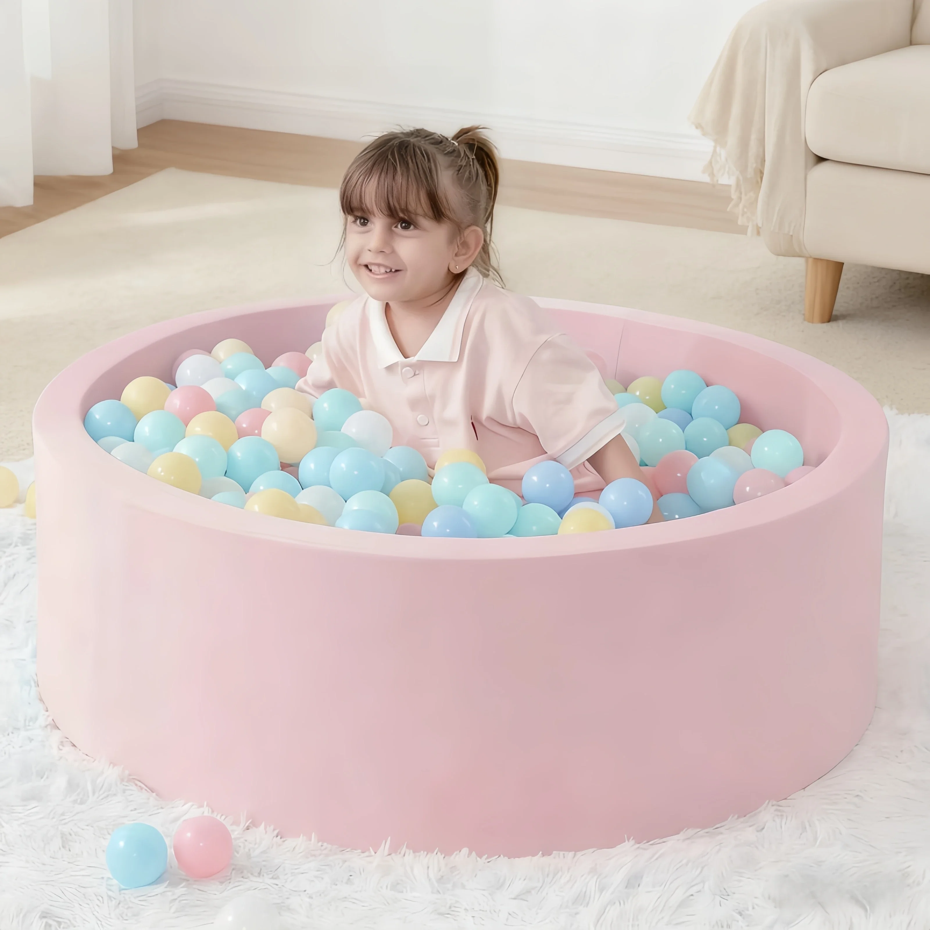 1pc crianças bola pit 89.99 cm grande esponja macia cercadinho interno com bolha jogo cerca dobrável armazenamento texturizado aperto seguro não tóxico