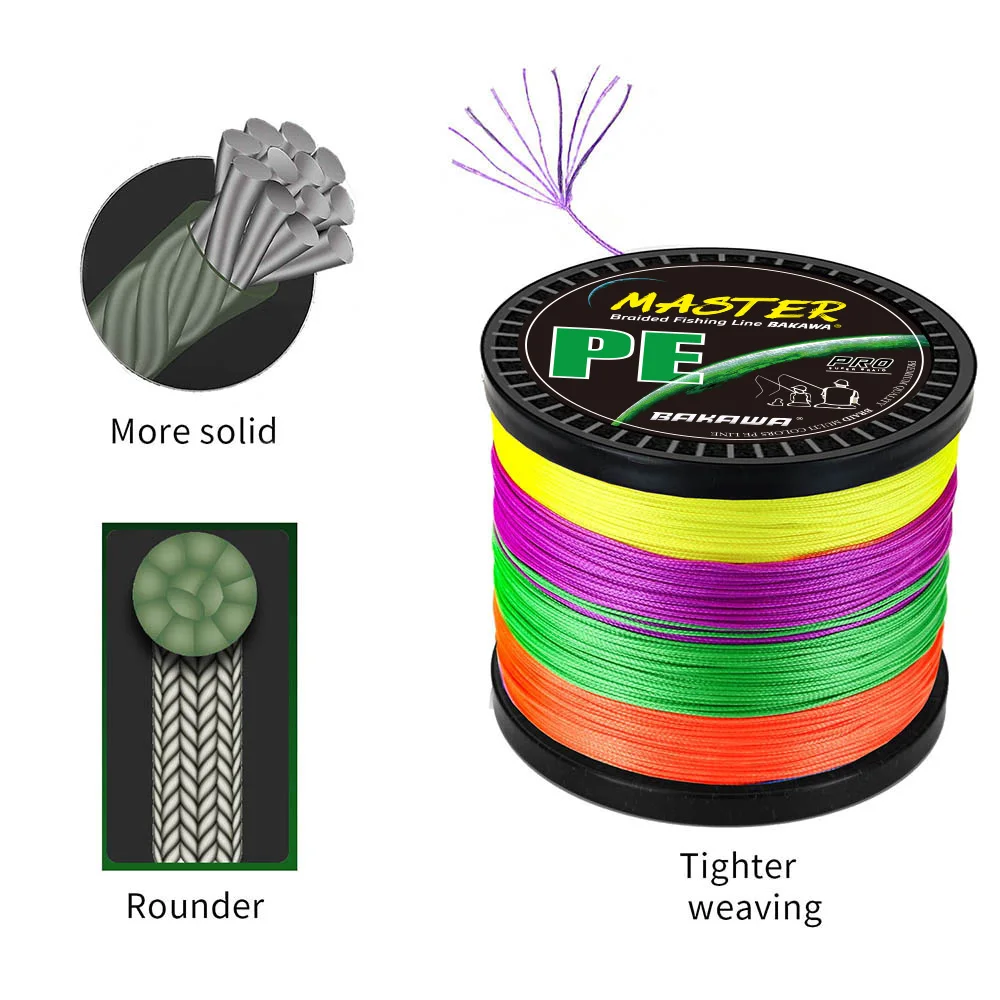 BAKAWA New X9 Strands Braided Fishing Line 100M 300M 500M Multifilament Carp Fishing Pesca Saltwater Fishing Tackle PE Wire