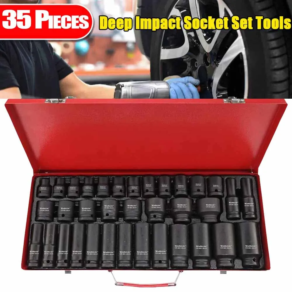 Professional 35Pcs Deep Impact Socket Set 1/2