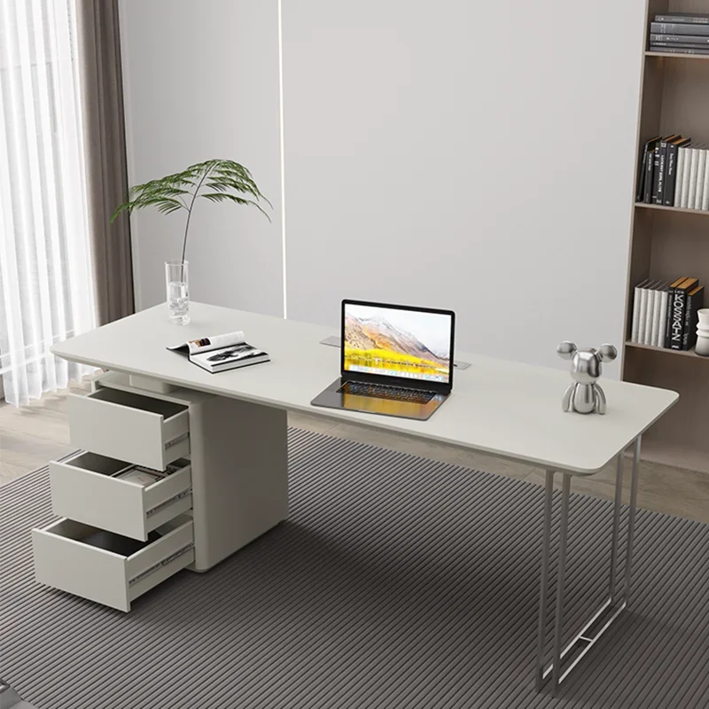 

White Standing Office Desk Table Corner Storage Writing Reception Desks Adjustable Lap Escritorio Con Cajones Office Furniture