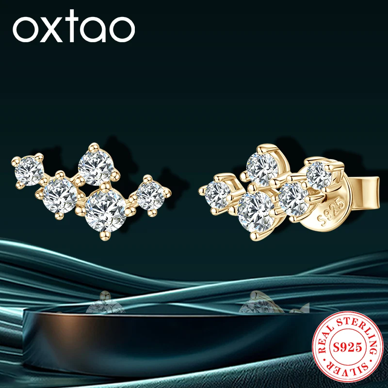 

OXTAO 3mm&2.5mm&2mm Moissanite Stud Earrings for Women 925 Silver Piercing Earrings Temperament Wedding Party Jewelry Gifts