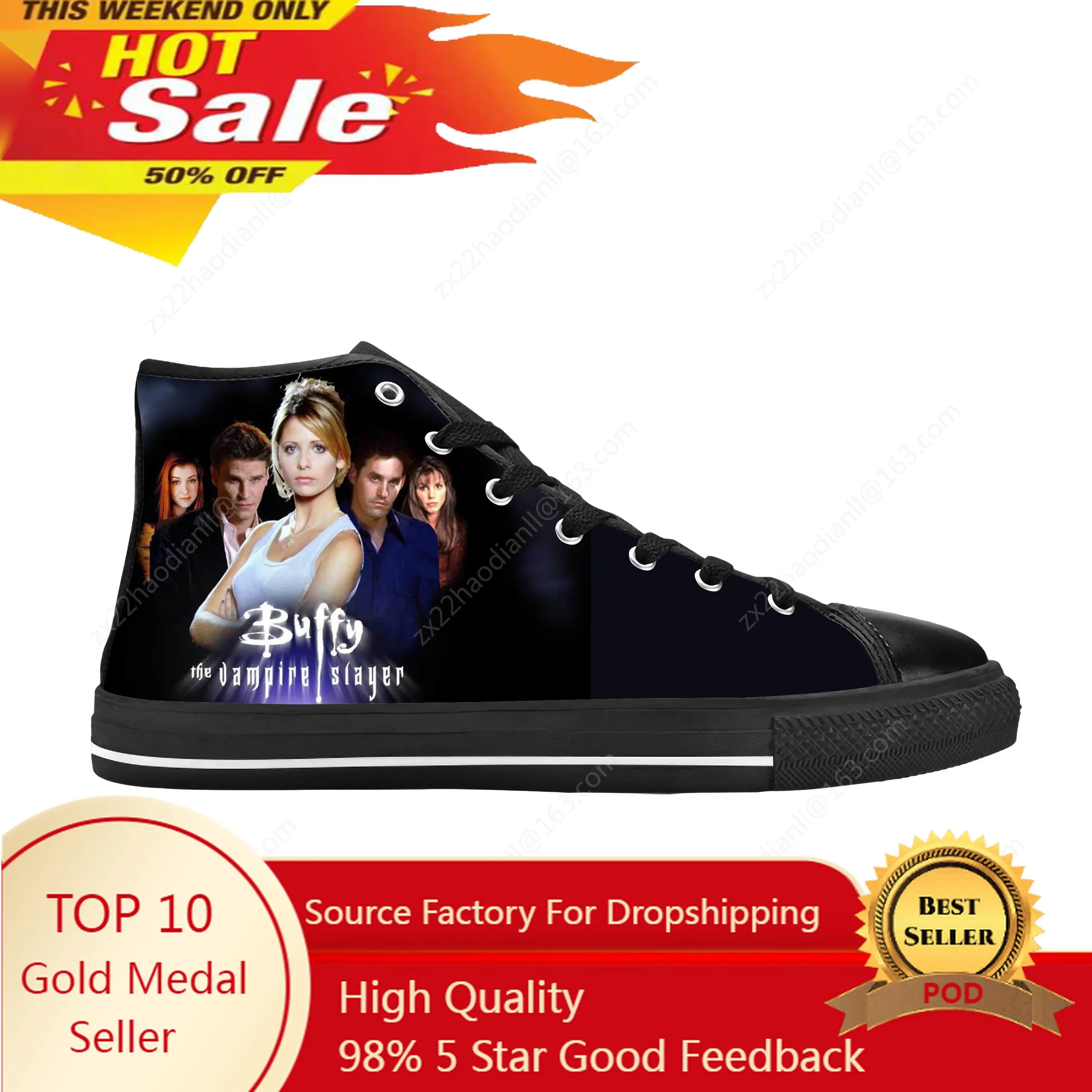 

Buffy The Vampire Slayer Angel Horror Halloween Casual Cloth Shoes High Top Comfortable Breathable 3D Print Men Women Sneakers