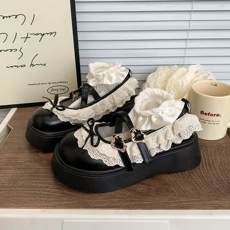 

Women Sweet Brown Mary Janes Japanese Style Thick Platform Sole Casual Lolita Shoes Spring New Fashion Round Toe Comfort Flats