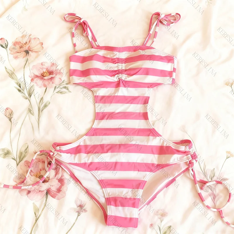 

Streetwear hip-hop summer women's rope strap suspender bodysuit without bra pads Y2K Harajuku striped cute hot sexy women's tops