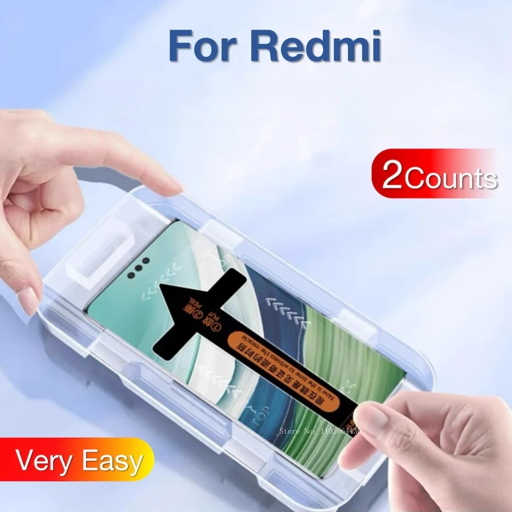 2Pcs for Xiaomi Redmi Note 13 14 Pro Plus + Red Mi Toughened Glass Screen Protector Protective with Install Kit