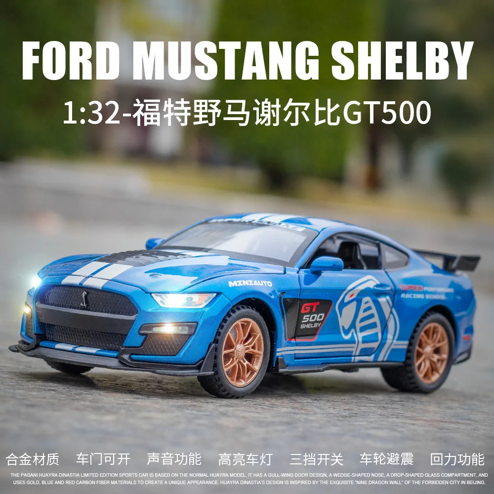 

1:32 Ford Mustang Shelby GT500 Alloy Car Model Diecast Metal Toy Car Model Simulation Sound and Light Childrens Gifts A900