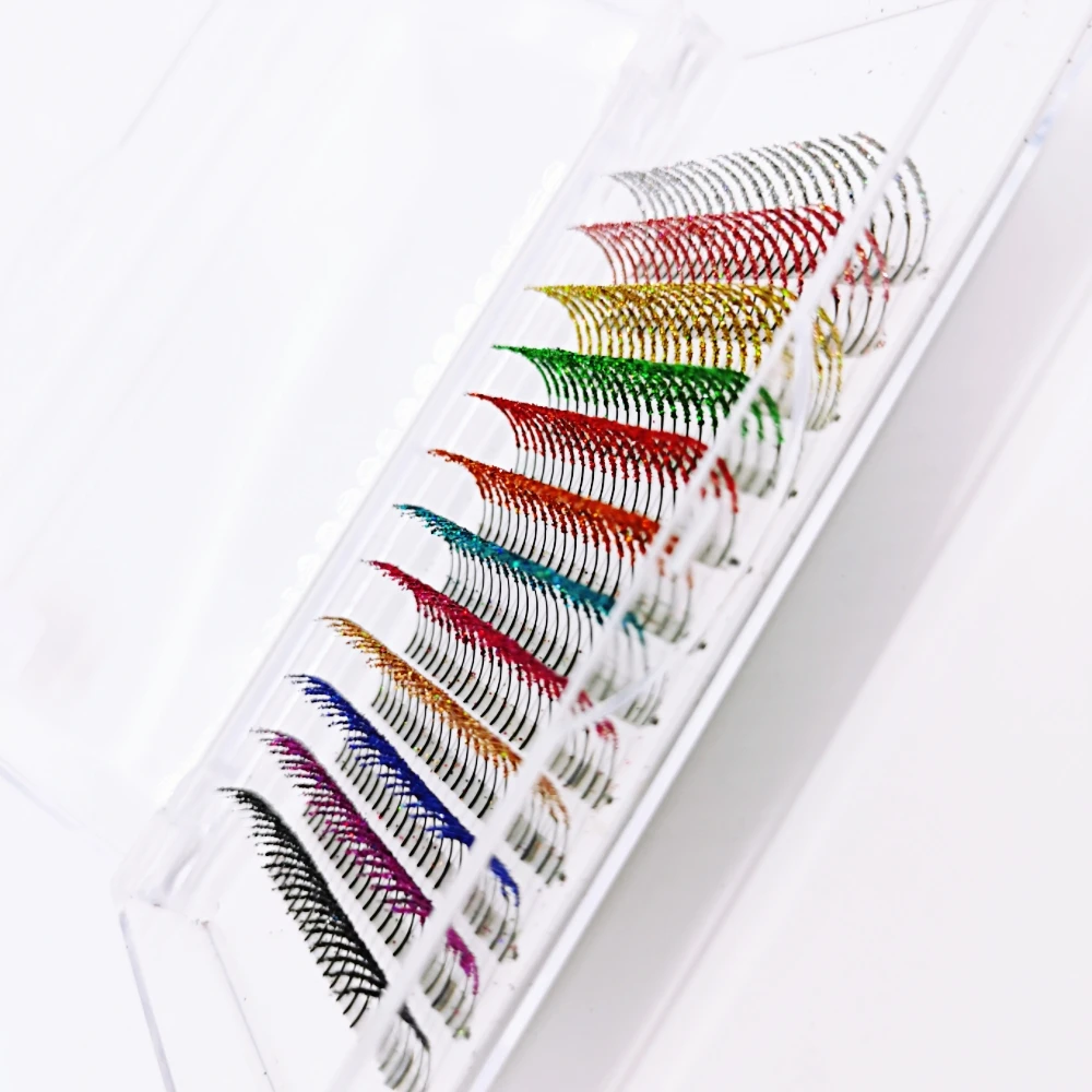 Mix Colors Fashion Glitter Eyelash Extensions Shiny Colorful False Eyelash Individual Lashes Cluters For Halloween Party Makeup