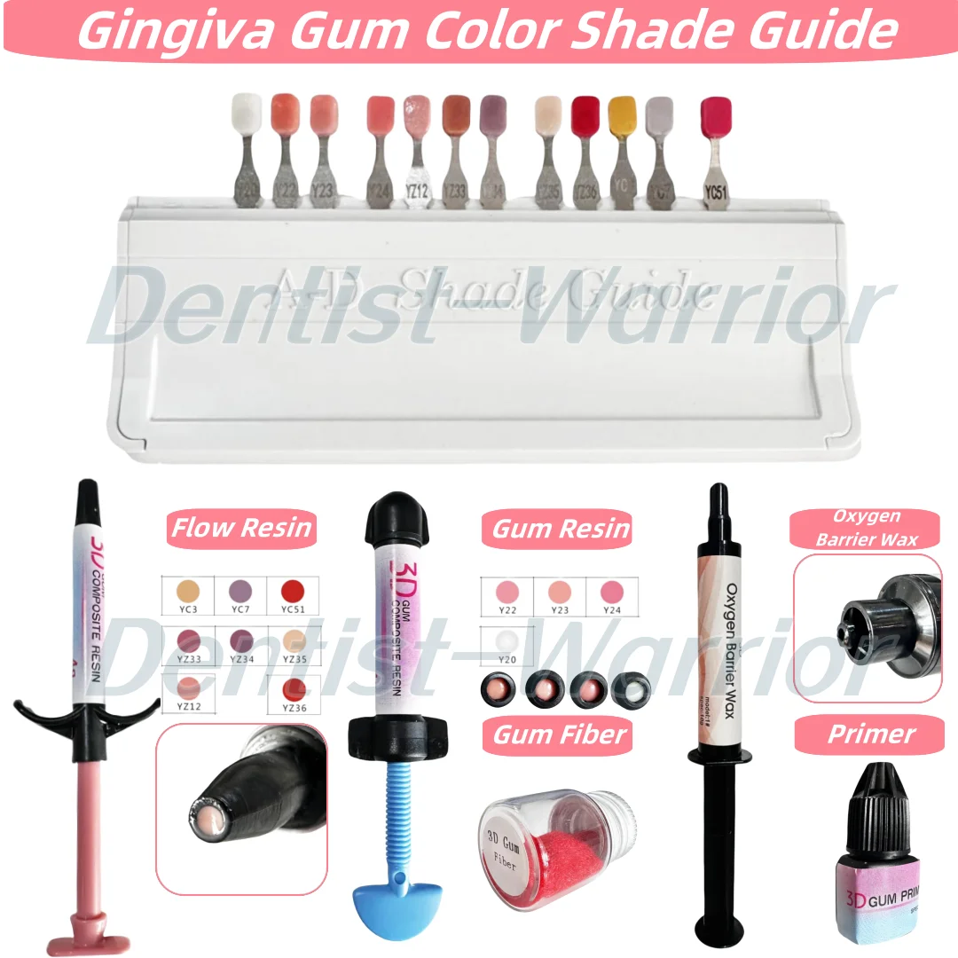Dental Gingiva Pink Composite Resin Dental Beauty Gum Light Cure Highly 3D Aesthetic Resin & Color Guide