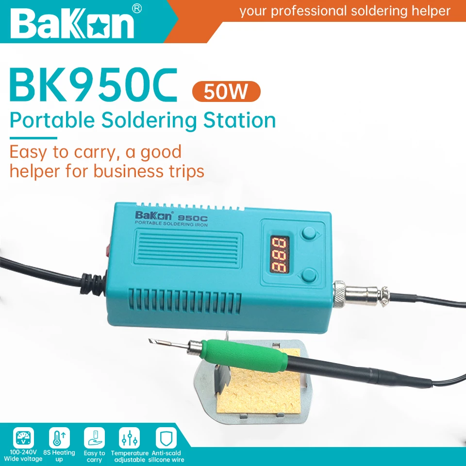 Imagem -02 - Bakon Portable Soldering Station C210 Welding Iron Digital Display Adjustable Temperature Fast Melting Weldler Tools