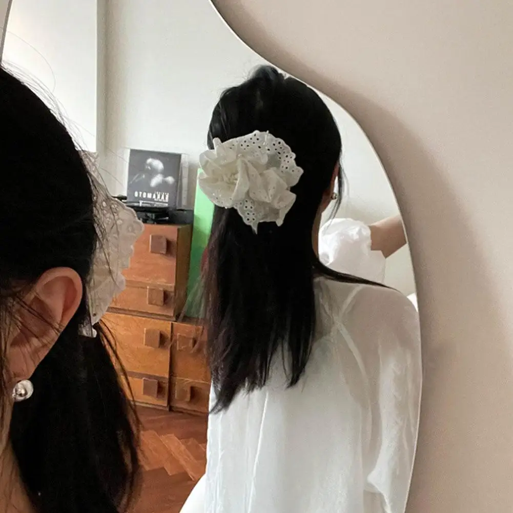 1PC Oversized Cotton Lace French Hair Bands Hair Scrunchie For Women Elastic Ponytail Double Layer Silk Women\'s Hair Accessories