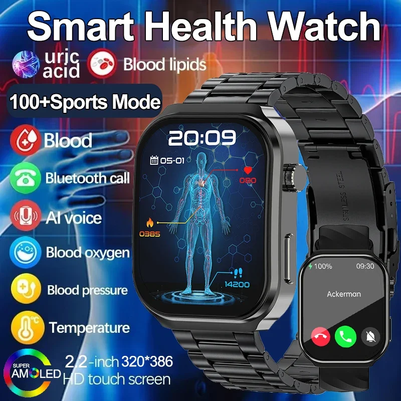 

LIGE Health Смарт-часы BT Call Смарт-часы Сердечный ритм Температура тела Мониторинг кровяного композиции Смарт-часы для Android iOS