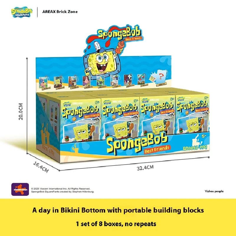 

Губка Боббикини Bottom Day, строительные блоки, мини-подвесная игрушка, 100% натуральная AREAX, милый мультяшный декор, подарок для фанатов, модная слепая коробка