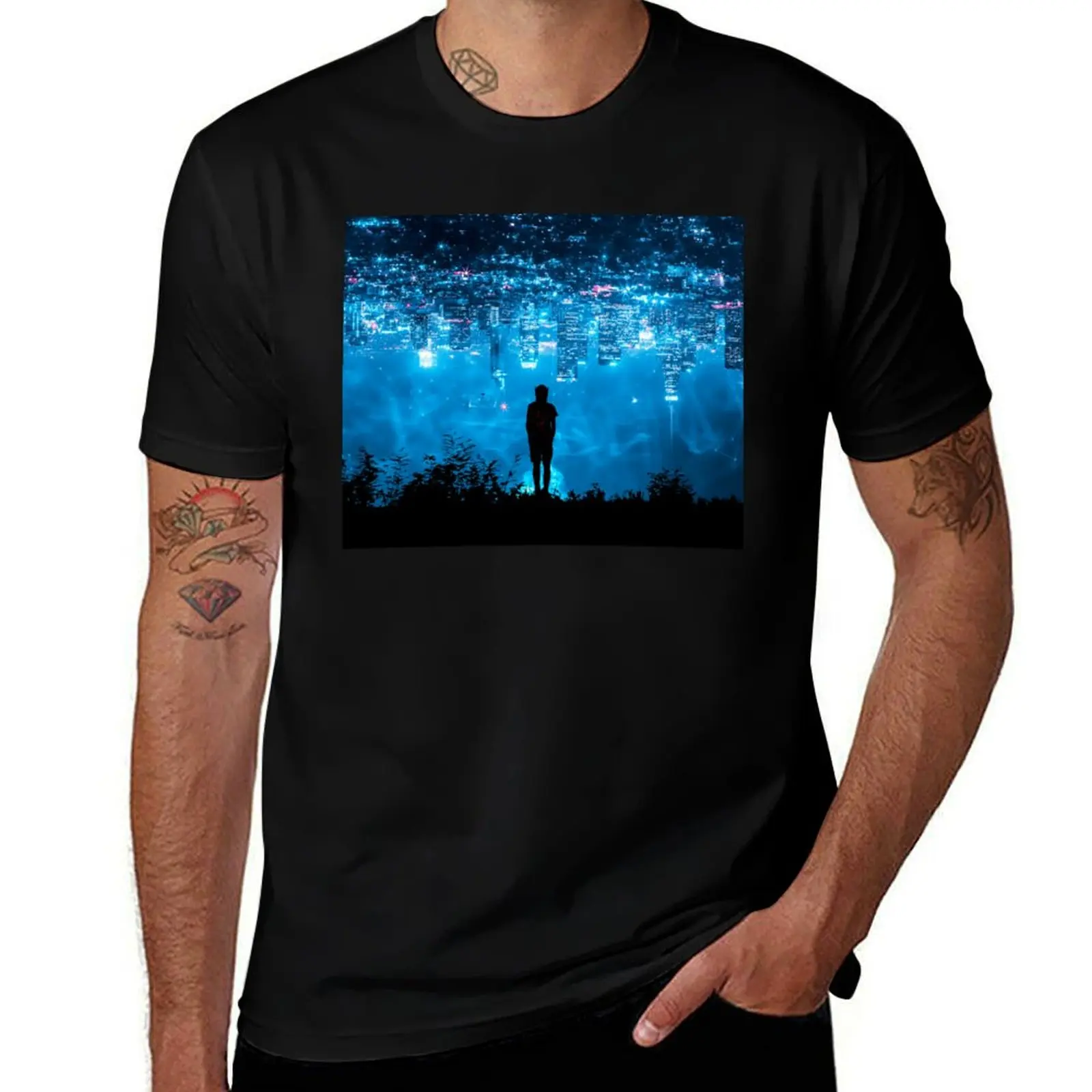 

Sci Fi City T-Shirt cotton graphic tees croswit shirt man fashion shirts graphic t shirts Men's t-shirt